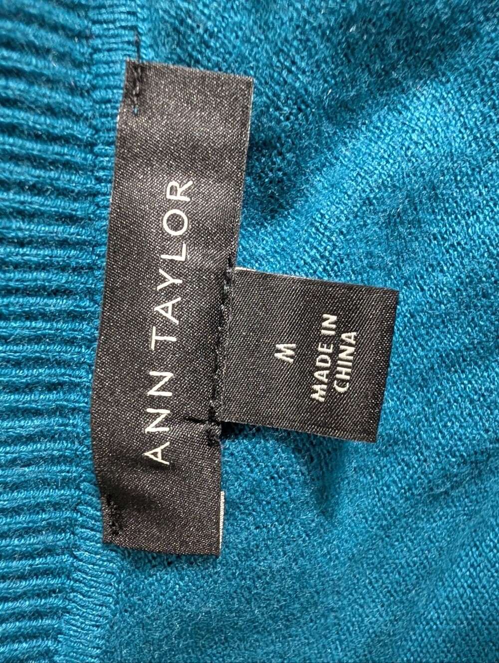 Ann Taylor Teal and Black Patterned Cardigan - Picture 2 of 6